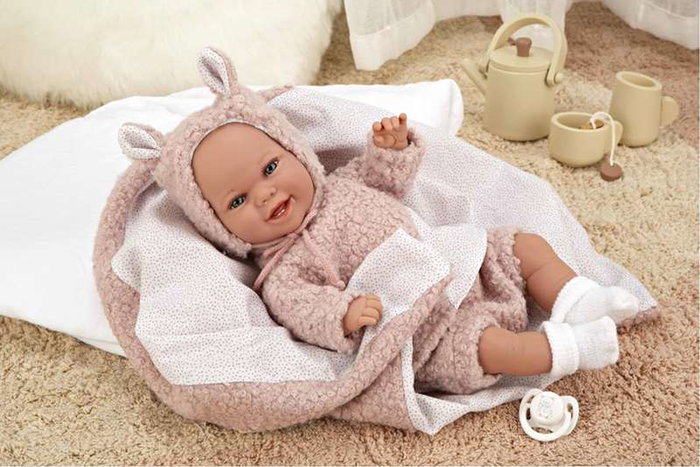 Elegance Babyto Poupée de poids rose avec couverture, corps souple 35 cm