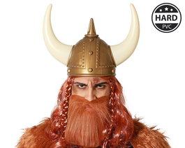 Casque Viking Doré avec Cornes Blanches pour Guerrier Nordique - Déguisement, Cosplay, Fêtes Médiévales, Halloween