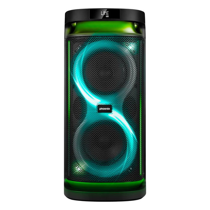 Phoenix Technologies Enceinte Bluetooth Portable RumbleBoss 80W RMS RGB 2 Micros Karaoké Batterie Rechargeable