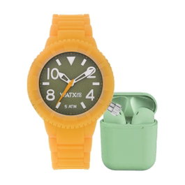 Watxandco Montre pour Femme Orange et Vert