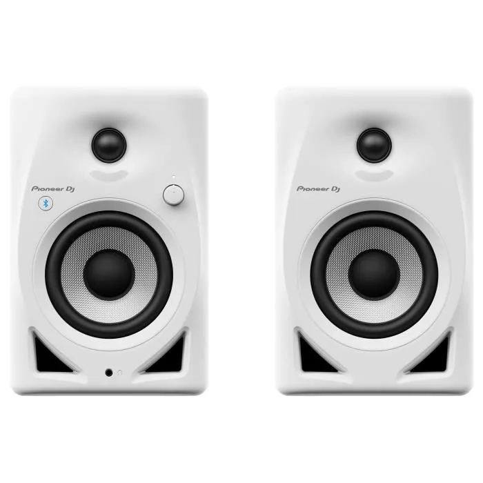 Pioneer DJ DM-40D-BT-W - Paire d'enceintes de monitoring actives Bluetooth, Bass Reflex, 2x19W, mode DJ/Production, Blanc - RCA, mini-jack 3.5mm