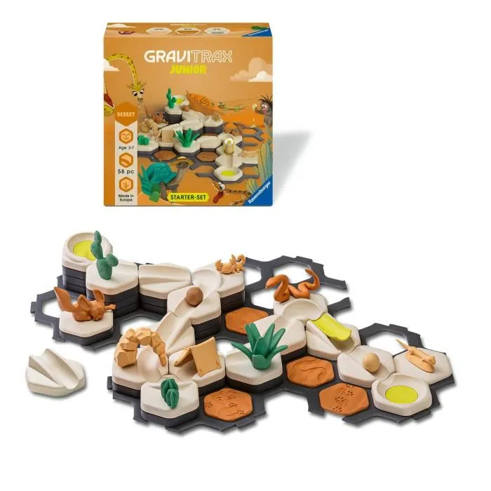 Ravensburger - GraviTrax Junior - Starter Set Désert - Jeu de construction à billes - 59 pièces - À partir de 3 ans