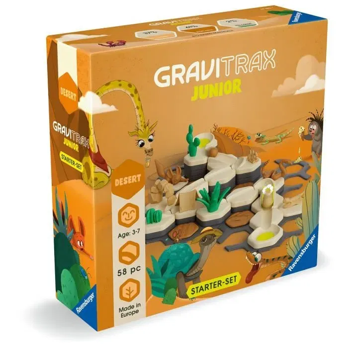 Ravensburger - GraviTrax Junior - Starter Set Désert - Jeu de construction à billes - 59 pièces - À partir de 3 ans