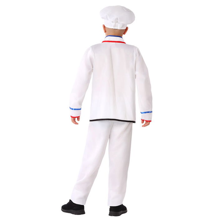 Déguisement Chef Cuisinier Enfant Garçon Blanc Taille 5-6 Ans - Complet avec Chapeau, Veste et Pantalon