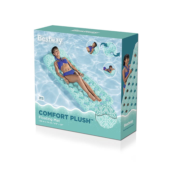 Bestway 43550 Matelas Gonflable Waterproof Comfort Plush 198x74 cm pour Plage et Piscine