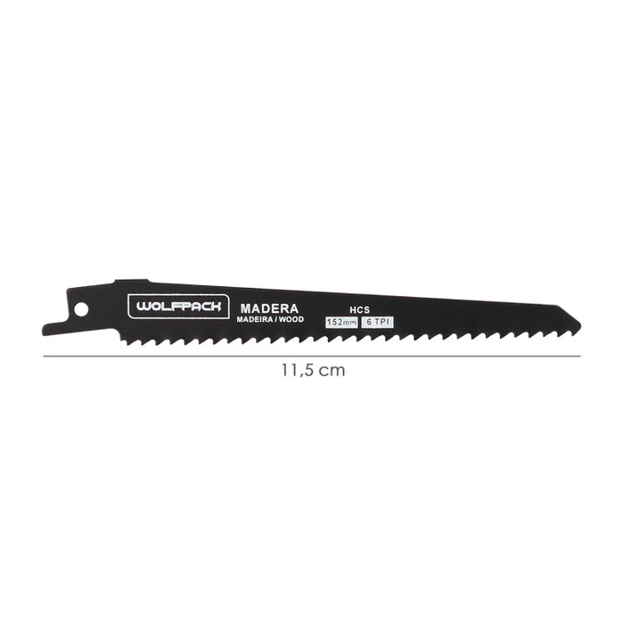 WOLFPACK LINEA PROFESIONAL Lames de scie sabre pour bois 152 mm 6T (Lot de 5) WOLFPACK LINEA PROFESIONAL Lames de scie sabre pour bois 152 mm 6T (Lot de 5)