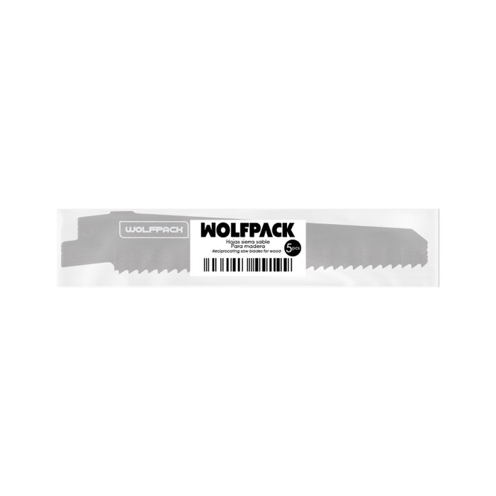 WOLFPACK LINEA PROFESIONAL Lames de scie sabre pour bois 152 mm 6T (Lot de 5) WOLFPACK LINEA PROFESIONAL Lames de scie sabre pour bois 152 mm 6T (Lot de 5)