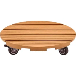 Nature Support de Pot Roulant en WPC - Ø38 cm x H8,6 cm - 4 Roues Dont 2 Avec Frein - Pour Usage Intérieur et Extérieur