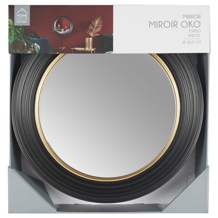 Home Deco Factory Miroir convexe LOUNGE Or et noir, Ø 40,5 cm