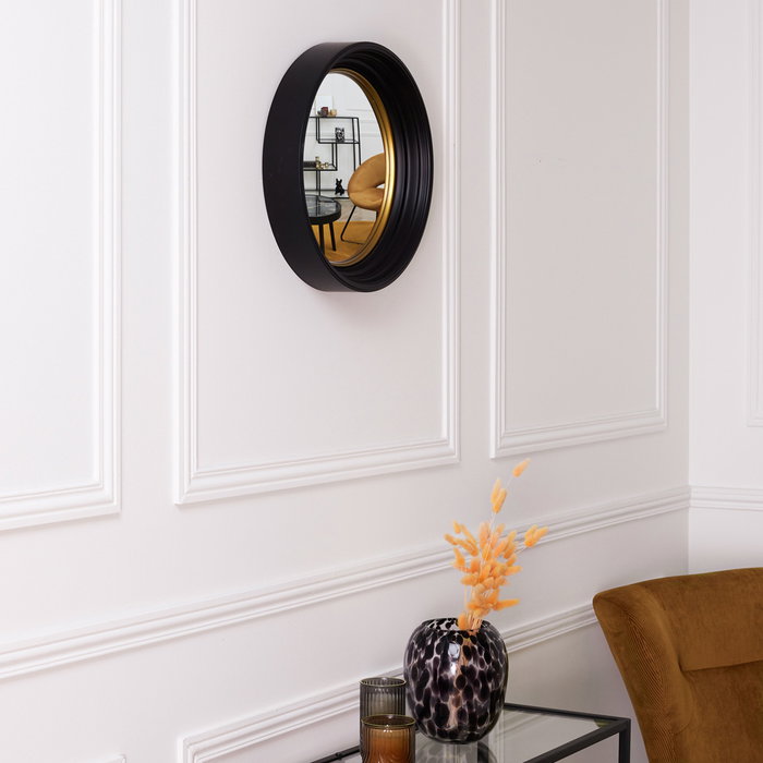 Home Deco Factory Miroir convexe LOUNGE Or et noir, Ø 40,5 cm