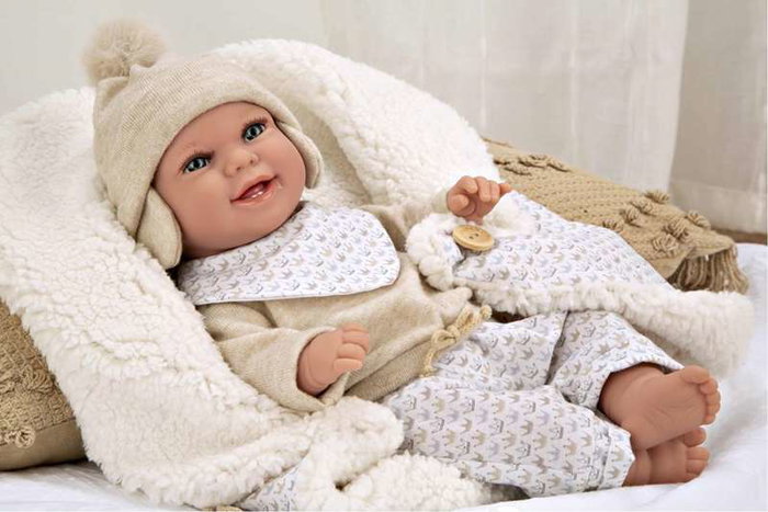 Muñecas Arias Muñeca Elegance Babyto, Poupée de poids 35 cm avec couverture, beige, espagnol