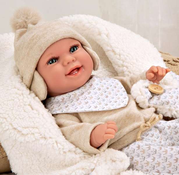 Muñecas Arias Muñeca Elegance Babyto, Poupée de poids 35 cm avec couverture, beige, espagnol