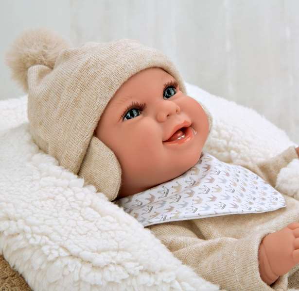Muñecas Arias Muñeca Elegance Babyto, Poupée de poids 35 cm avec couverture, beige, espagnol