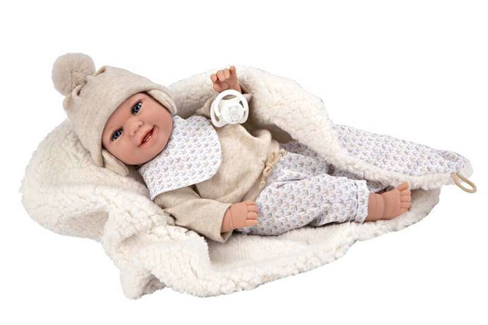 Muñecas Arias Muñeca Elegance Babyto, Poupée de poids 35 cm avec couverture, beige, espagnol