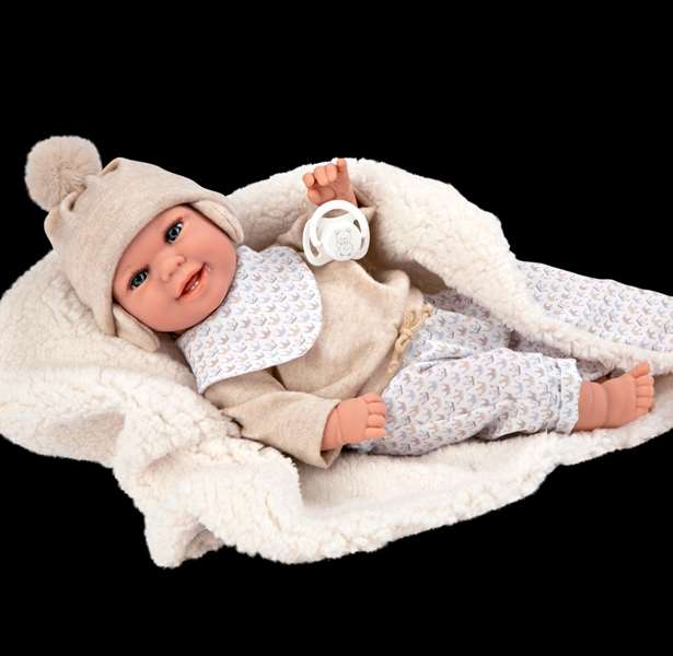 Muñecas Arias Muñeca Elegance Babyto, Poupée de poids 35 cm avec couverture, beige, espagnol