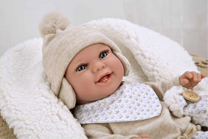Muñecas Arias Muñeca Elegance Babyto, Poupée de poids 35 cm avec couverture, beige, espagnol