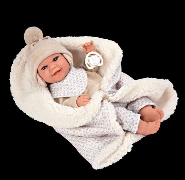 Muñecas Arias Muñeca Elegance Babyto, Poupée de poids 35 cm avec couverture, beige, espagnol