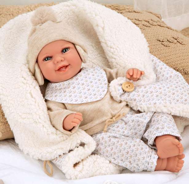 Muñecas Arias Muñeca Elegance Babyto, Poupée de poids 35 cm avec couverture, beige, espagnol