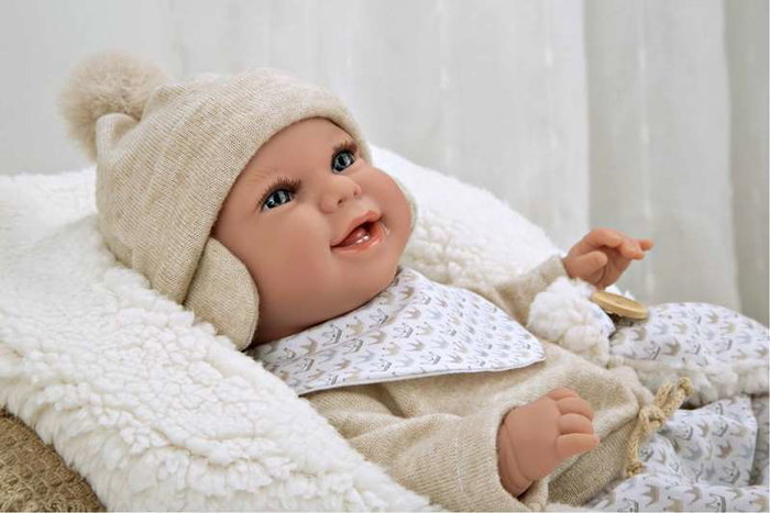 Muñecas Arias Muñeca Elegance Babyto, Poupée de poids 35 cm avec couverture, beige, espagnol