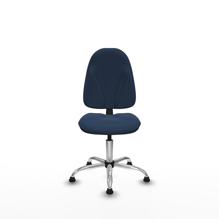 Chaise Algarra Contact permament de base Cuir écologique Bleu foncé Structure chromée Sans accoudoirs Sans appui-tête Patins de chaises