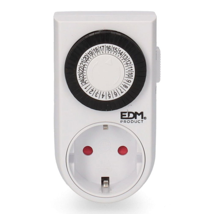 Edm Programateur journalier analogique 24h 230V 16A 3500W Blanc IP20 Edm Programateur journalier analogique 24h 230V 16A 3500W Blanc IP20