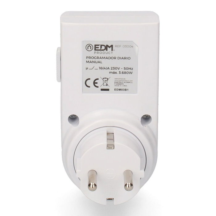 Edm Programateur journalier analogique 24h 230V 16A 3500W Blanc IP20 Edm Programateur journalier analogique 24h 230V 16A 3500W Blanc IP20