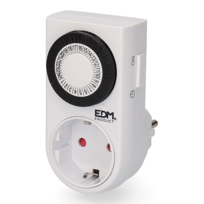 Edm Programateur journalier analogique 24h 230V 16A 3500W Blanc IP20 Edm Programateur journalier analogique 24h 230V 16A 3500W Blanc IP20