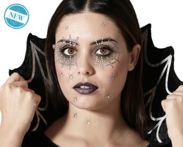Atosa Bijoux Faciaux Adhésifs avec Toiles d'Araignée et Araignées Brillantes