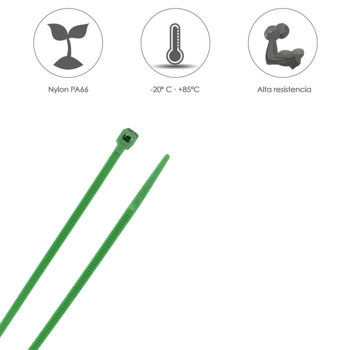 WOLFPACK LINEA PROFESIONAL Colliers de serrage en nylon vert 4,6 x 300 mm, lot de 100 unités WOLFPACK LINEA PROFESIONAL Colliers de serrage en nylon vert 4,6 x 300 mm, lot de 100 unités