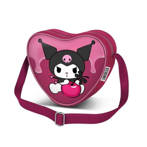 Karactermania Sac à bandoulière Kuromi Cherry Rose en forme de cœur