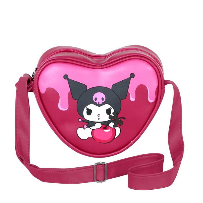 Karactermania Sac à bandoulière Kuromi Cherry Rose en forme de cœur