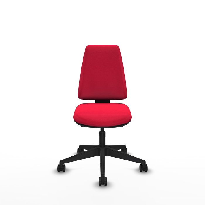 Chaise Elche Asynchrone Tissu Rouge Base pyramidale noire Sans accoudoirs Sans appui-tête Roulettes 65mm nylon