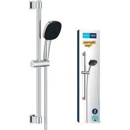GROHE Vitalio Comfort 110 26928001 - Ensemble de douche avec pommeau 2 jets 11 cm, barre 60 cm, flexible 1,75 m - Sélection facile et économie d'eau