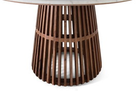 GINER Y COLOMER Table de centre ronde en marbre et bois de manguier Avellana y blanco