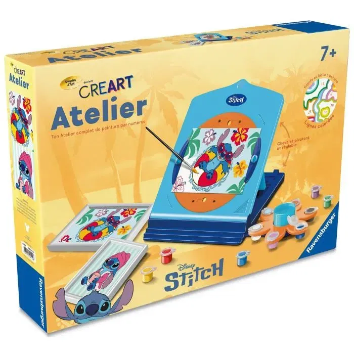 Ravensburger CreArt Atelier Stitch - Kit de Peinture par Numéros Rechargeable - Loisir Créatif Disney