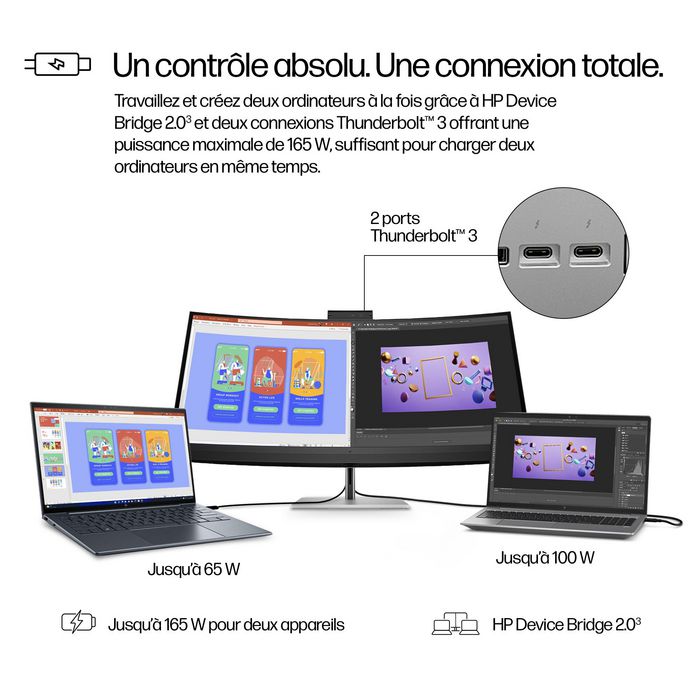 HP Écran de conférence 5K2K Série 7 Pro 39,7 pouces 740pm Argent/Noir