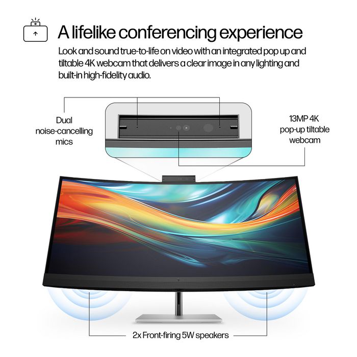 HP Écran de conférence 5K2K Série 7 Pro 39,7 pouces 740pm Argent/Noir