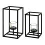 BigBuy Home Ensemble de bougeoirs Noir Verre Fer 14 x 14 x 25 cm (2 Unités)