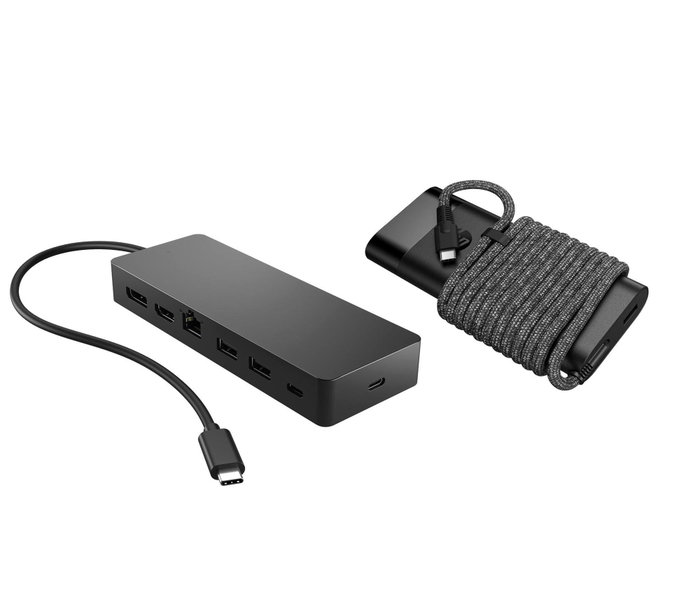HP Ensemble combiné concentrateur USB-C et chargeur pour PC portable Universal Noir