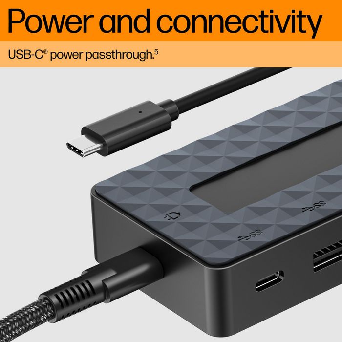 HP Concentrateur USB-C Universel 7 Ports avec 2 Sorties 4K HDMI/DisplayPort et Charge Rapide 100W pour PC Portable