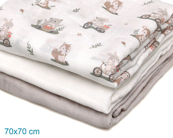 KioKids - Set de 3 Muselins en Viscose de Bambou et Coton 70x70 cm, Certifiés Oeko-Tex Standard 100, pour Bébé (Gris, Blanc, Imprimé Forêt) KioKids - Set de 3 Muselins en Viscose de Bambou et Coton 70x70 cm, Certifiés Oeko-Tex Standard 100, pour Bébé (Gris, Blanc, Imprimé Forêt)