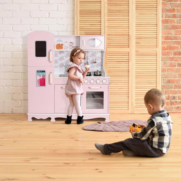 DEQUBE Cuisine en Bois 3 Modules pour Enfants - 94x30x102 cm avec Four, Micro-ondes, Réfrigérateur, Lave-vaisselle, Évier et 4 Ustensiles Métalliques - Dès 3 ans DEQUBE Cuisine en Bois 3 Modules pour Enfants - 94x30x102 cm avec Four, Micro-ondes, Réfrigérateur, Lave-vaisselle, Évier et 4 Ustensiles Métalliques - Dès 3 ans