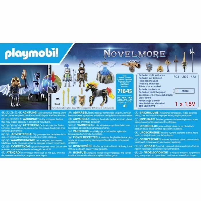 Playmobil Duel de Chevaliers Les Chevaliers de Novelmore avec Effet Lumineux Cristal Bleu, 41 Pièces