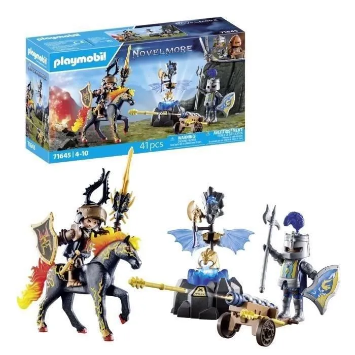 PLAYMOBIL 71645 - Duel de Chevaliers Les Chevaliers de Novelmore avec Effet Lumineux Cristal Bleu - 41 Pièces - Jouet Enfant Dès 4 Ans
