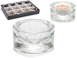 GIFTDECOR Porte-bougies en cristal rond transparent