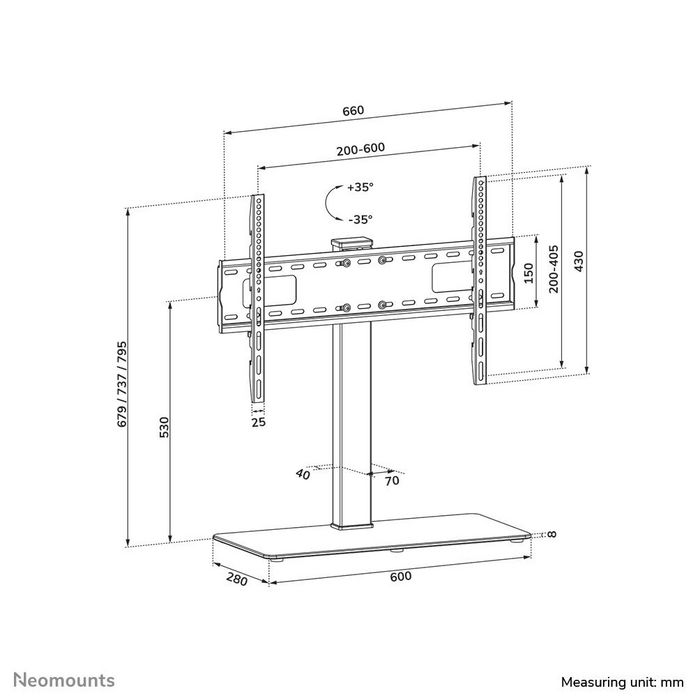 Neomounts DS45-430BL16 - Support de bureau pour TV et écrans 37 à 70 pouces, pivotant, capacité 40 kg, noir