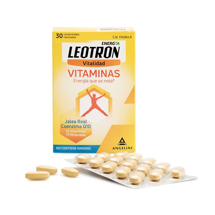 Leotron Vitamines 30 comprimés - Supplément Nutritionnel avec Gelée Royale, Coenzyme Q10, 12 Vitamines et 11 Minéraux pour l'Énergie et Contre la Fatigue