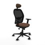 Piqueras y Crespo Chaise de Bureau avec Appui-tête 2D036N1 Noir Brun foncé