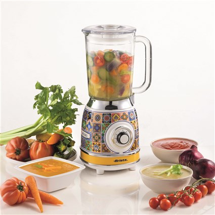 Ariete 583 Positano Batidora de vaso en verre, 4 lames acier inoxydable, 4 vitesses et bouchon doseur, style vintage