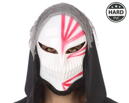 Déguisement Masque Crâne Squelette Ninja Fantôme PVC Blanc et Rouge pour Adultes - Accessoire Halloween